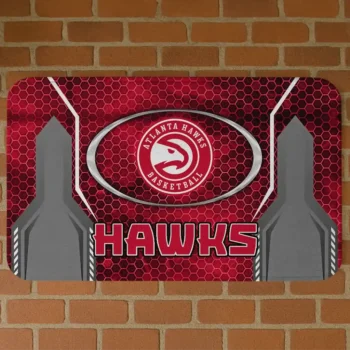 Atlanta Hawks Hexagon Oval Red Doormat