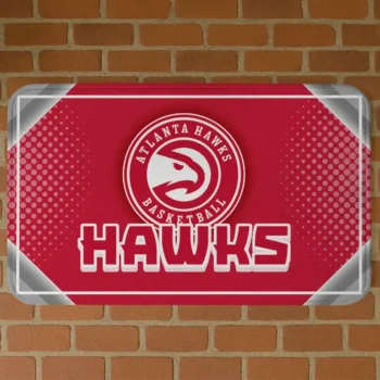 Atlanta Hawks Silver Halftone Red Doormat