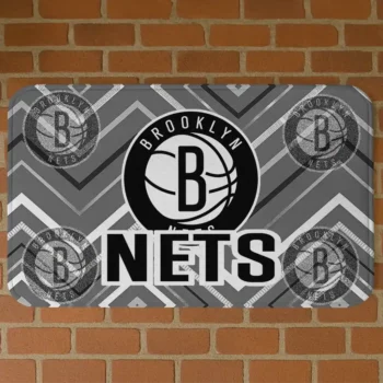 Brooklyn Nets Chevron Geometrics Black Doormat