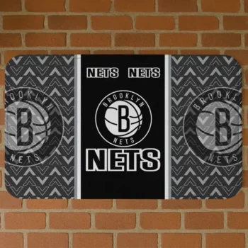 Brooklyn Nets Chevron Stack Black Doormat