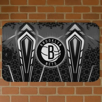 Brooklyn Nets Graphic Stripes Black Doormat
