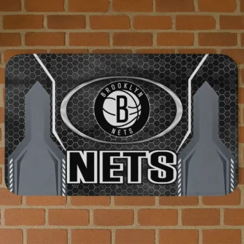 Brooklyn Nets Hexagon Oval Black Doormat