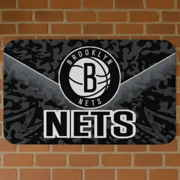 Brooklyn Nets Layered Lines Black Doormat