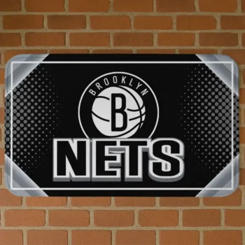 Brooklyn Nets Silver Halftone Black Doormat