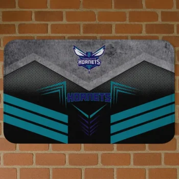 Charlotte Hornets Chevron Points Teal Black Doormat