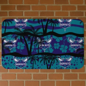 Charlotte Hornets Palm Silhouette Teal Black Doormat