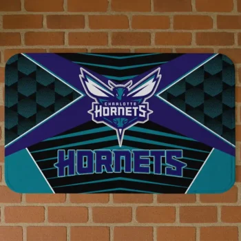 Charlotte Hornets Techno Camo Teal Black Doormat
