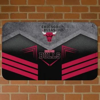 Chicago Bulls Chevron Points Red Black Doormat