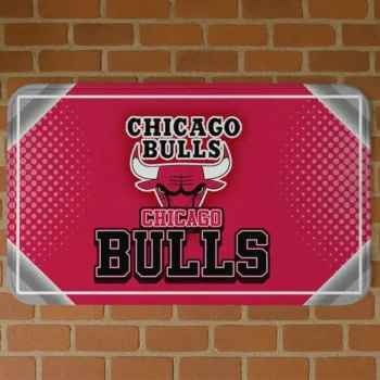 Chicago Bulls Silver Halftone Red Doormat