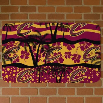 Cleveland Cavaliers Palm Silhouette Wine Black Doormat