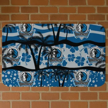 Dallas Mavericks Palm Silhouette Blue Black Doormat