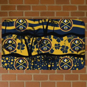 Denver Nuggets Palm Silhouette Blue Black Doormat