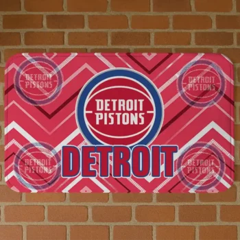 Detroit Pistons Chevron Geometrics Red Doormat