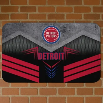 Detroit Pistons Chevron Points Red Black Doormat