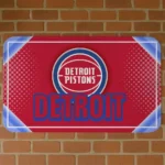Detroit Pistons Silver Halftone Red Doormat