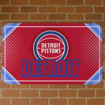 Detroit Pistons Silver Halftone Red Doormat