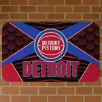 Detroit Pistons Techno Camo Red Black Doormat