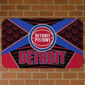 Detroit Pistons Techno Camo Red Black Doormat