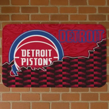Detroit Pistons Tribal Detailing Red Black Doormat