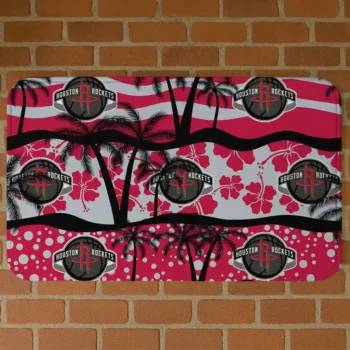 Houston Rockets Palm Silhouette Red Black Doormat