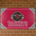 Houston Rockets Silver Halftone Red Doormat