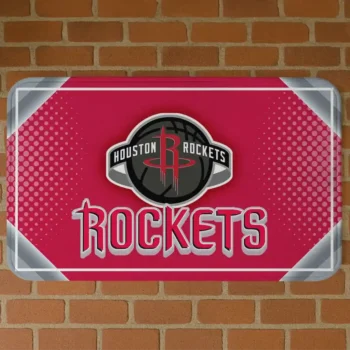Houston Rockets Silver Halftone Red Doormat