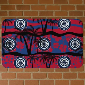 Los Angeles Clippers Palm Silhouette Red Black Doormat