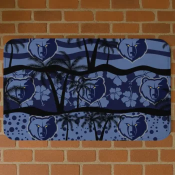 Memphis Grizzlies Palm Silhouette Blue Black Doormat