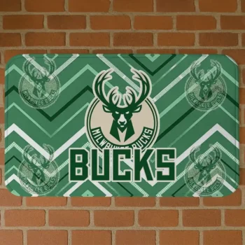 Milwaukee Bucks Chevron Geometrics Green Doormat