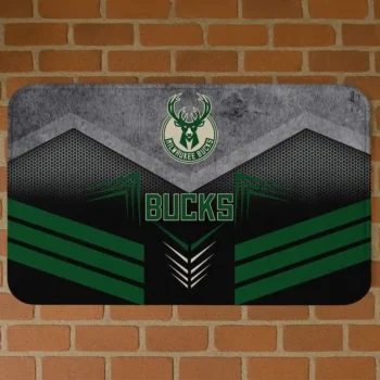 Milwaukee Bucks Chevron Points Green Black Doormat