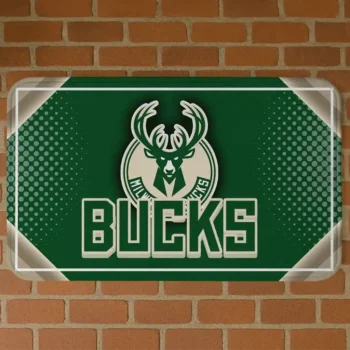 Milwaukee Bucks Silver Halftone Green Doormat
