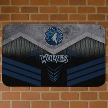 Minnesota Timberwolves Chevron Points Midnight Blue Black Doormat