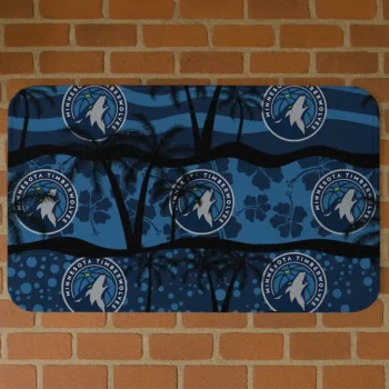Minnesota Timberwolves Palm Silhouette Midnight Blue Black Doormat