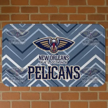 New Orleans Pelicans Chevron Geometrics Navy Doormat