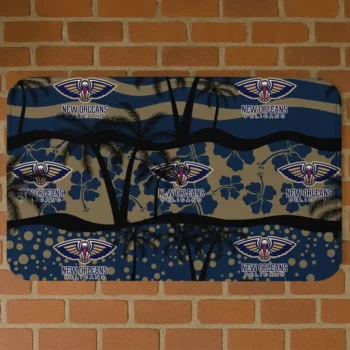 New Orleans Pelicans Palm Silhouette Navy Black Doormat