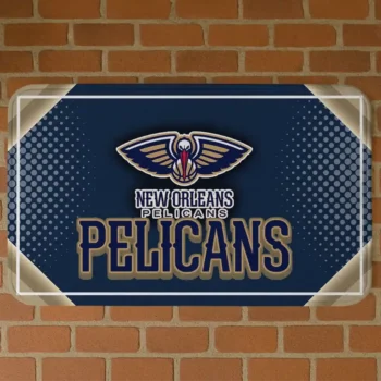 New Orleans Pelicans Silver Halftone Navy Doormat