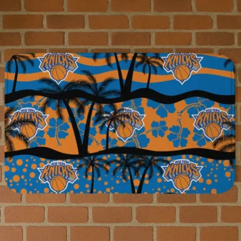 New York Knicks Palm Silhouette Blue Black Doormat