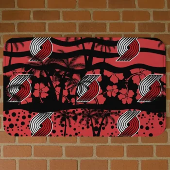 Portland Trail Blazers Palm Silhouette Red Black Doormat
