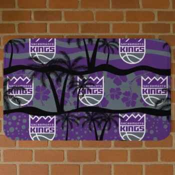 Sacramento Kings Palm Silhouette Purple Black Doormat