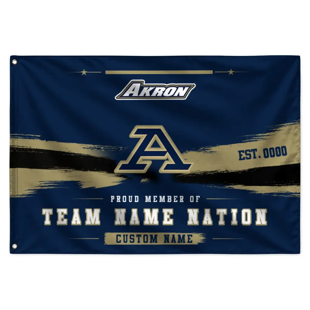 Akron Zips House Flag Customized Brushed Streaks Blue Best Selling Akron Zips House Flag Customized Brushed Streaks Blue Best Selling