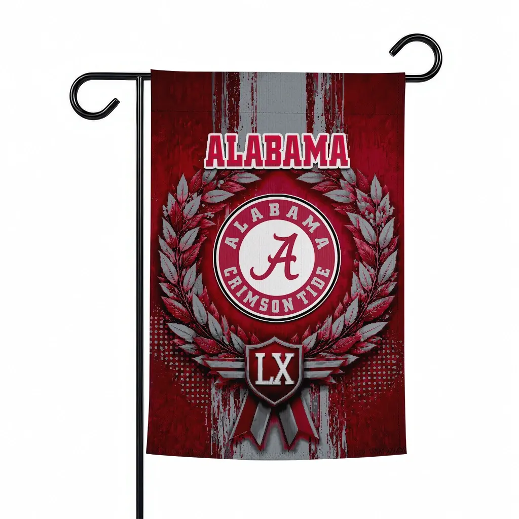 Alabama Crimson Tide Garden Flag Custom Laurel Wreath Crimson Best Selling Alabama Crimson Tide Garden Flag Custom Laurel Wreath Crimson Best Selling