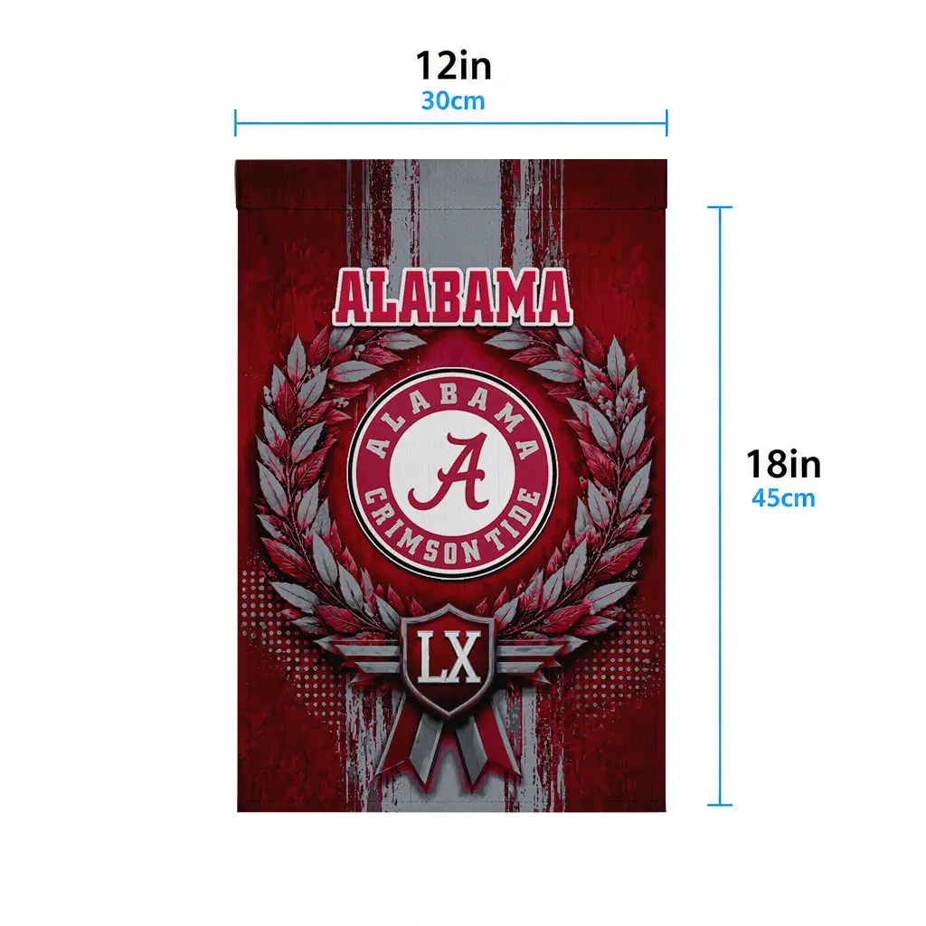 Alabama Crimson Tide Garden Flag Custom Laurel Wreath Crimson High Quality Alabama Crimson Tide Garden Flag Custom Laurel Wreath Crimson High Quality