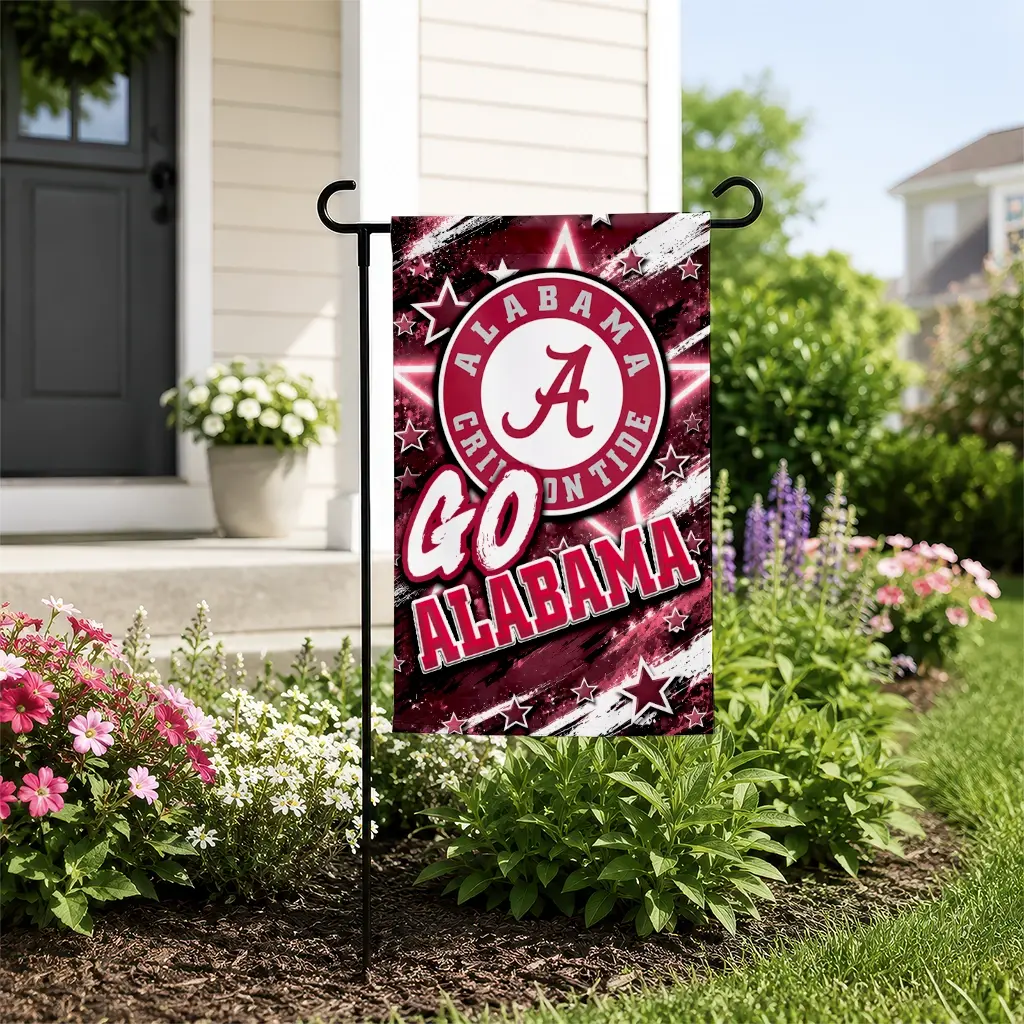 Alabama Crimson Tide Garden Flag Personalized Glowing Star Crimson New Arrival Alabama Crimson Tide Garden Flag Personalized Glowing Star Crimson New Arrival