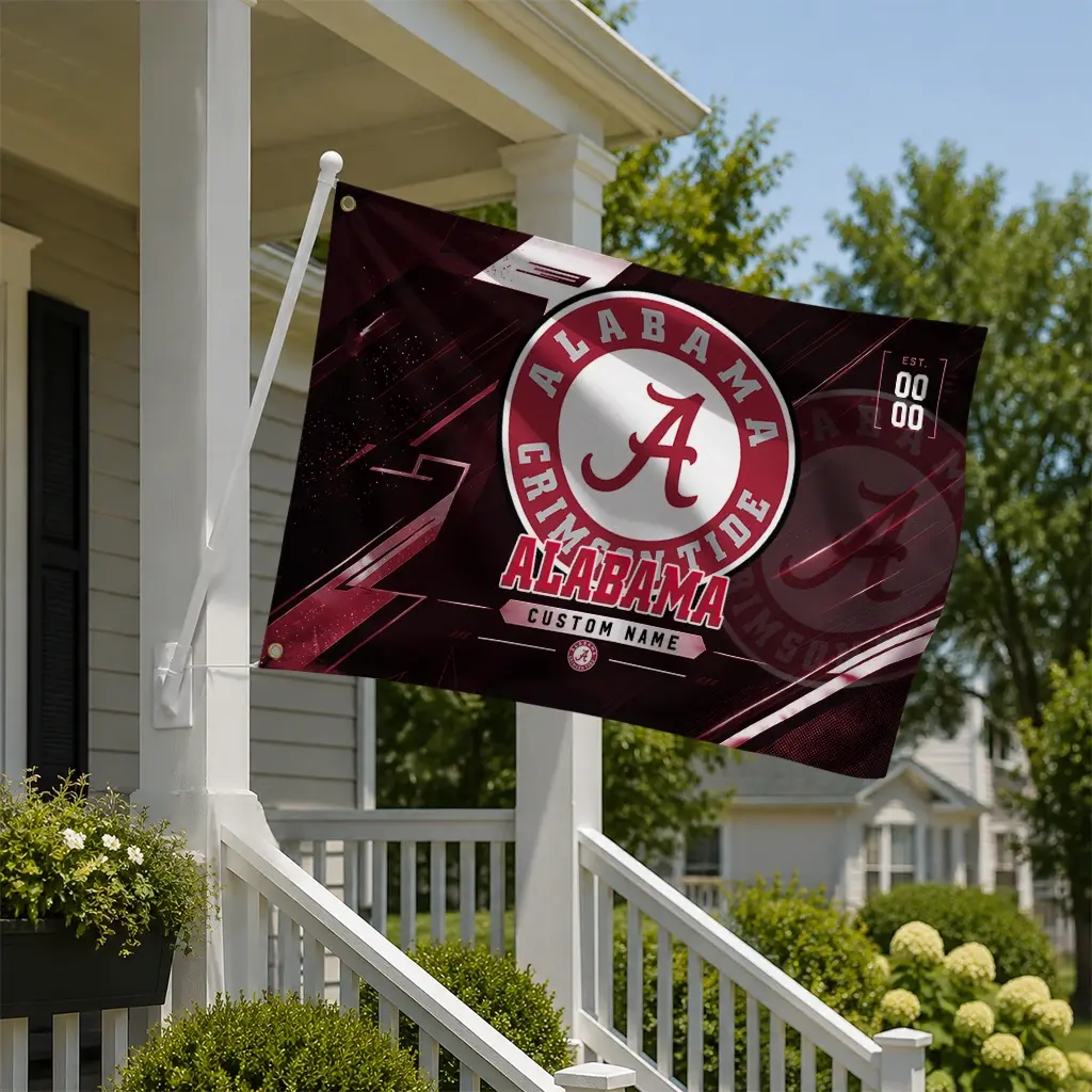 Alabama Crimson Tide House Flag Custom Speed Slashes Crimson New Arrival Alabama Crimson Tide House Flag Custom Speed Slashes Crimson New Arrival