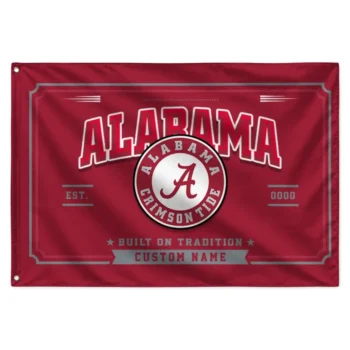 Alabama Crimson Tide House Flag Customized Ornate Border Crimson Best Selling