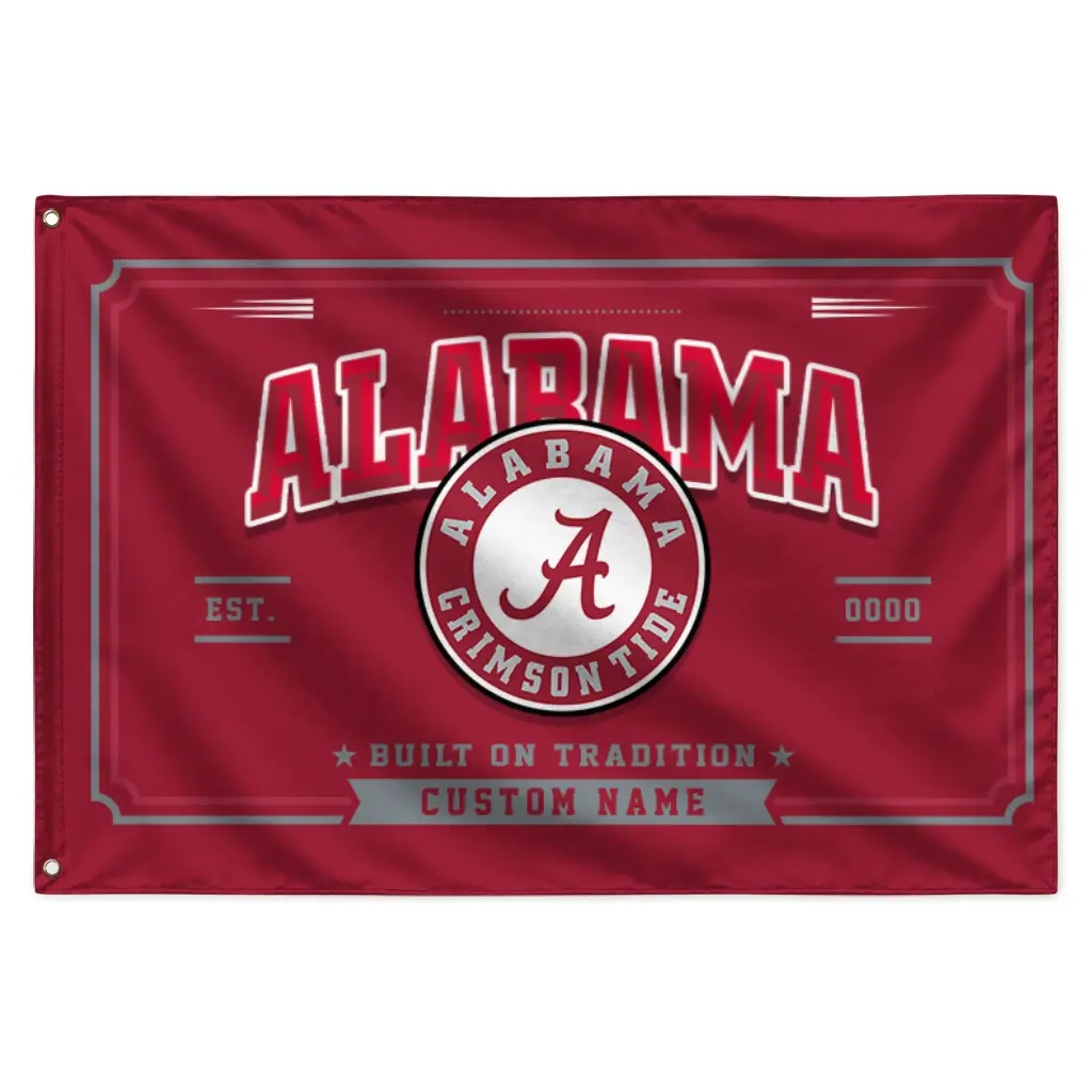 Alabama Crimson Tide House Flag Customized Ornate Border Crimson Best Selling Alabama Crimson Tide House Flag Customized Ornate Border Crimson Best Selling