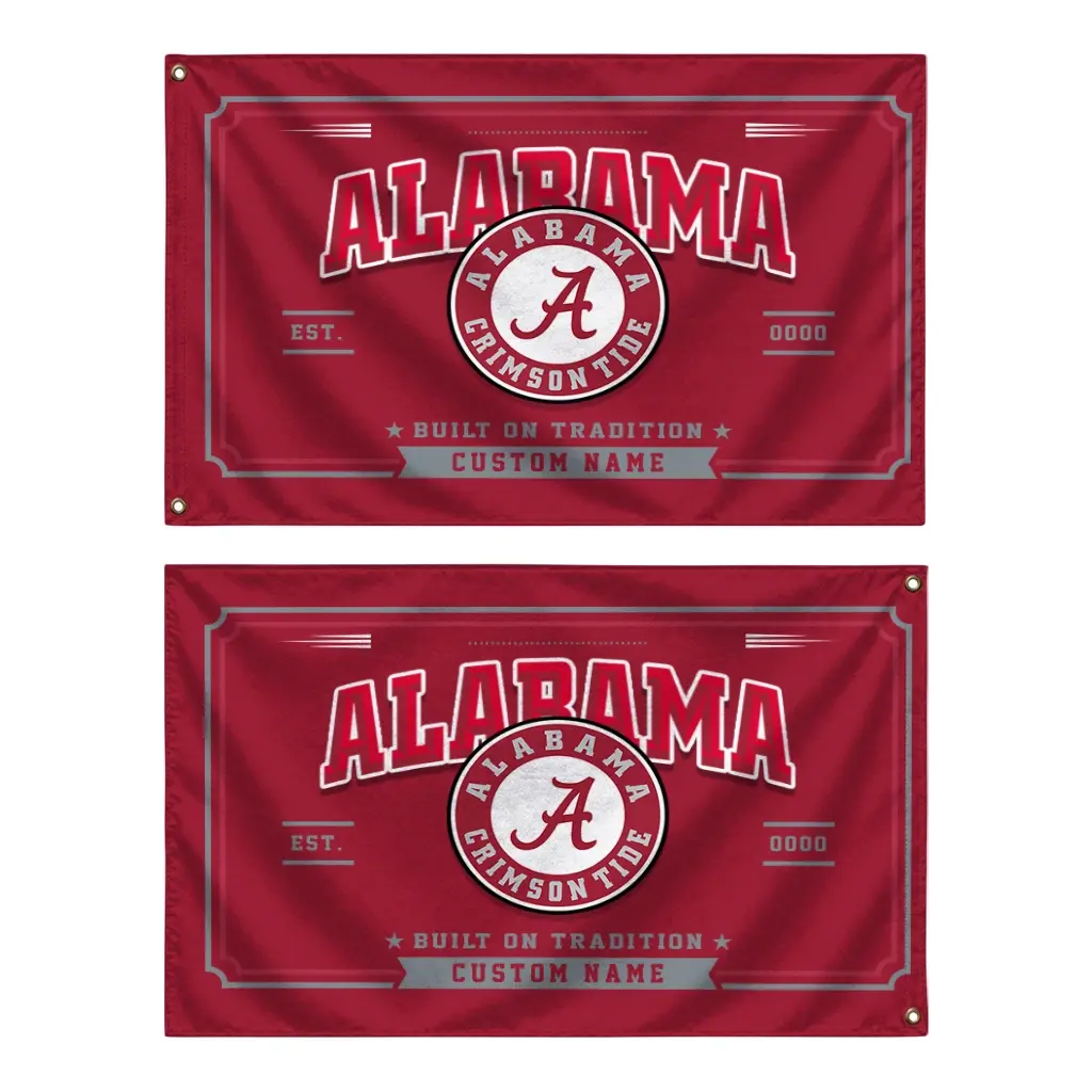Alabama Crimson Tide House Flag Customized Ornate Border Crimson Fashion Forward Alabama Crimson Tide House Flag Customized Ornate Border Crimson Fashion Forward