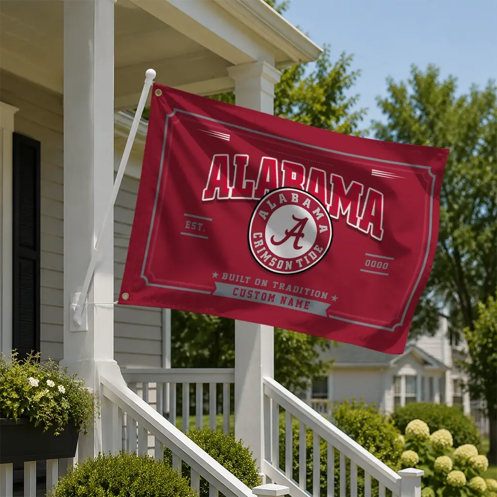 Alabama Crimson Tide House Flag Customized Ornate Border Crimson New Arrival Alabama Crimson Tide House Flag Customized Ornate Border Crimson New Arrival