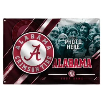 Alabama Crimson Tide House Flag Personalized Diagonal Stripes Crimson Best Selling
