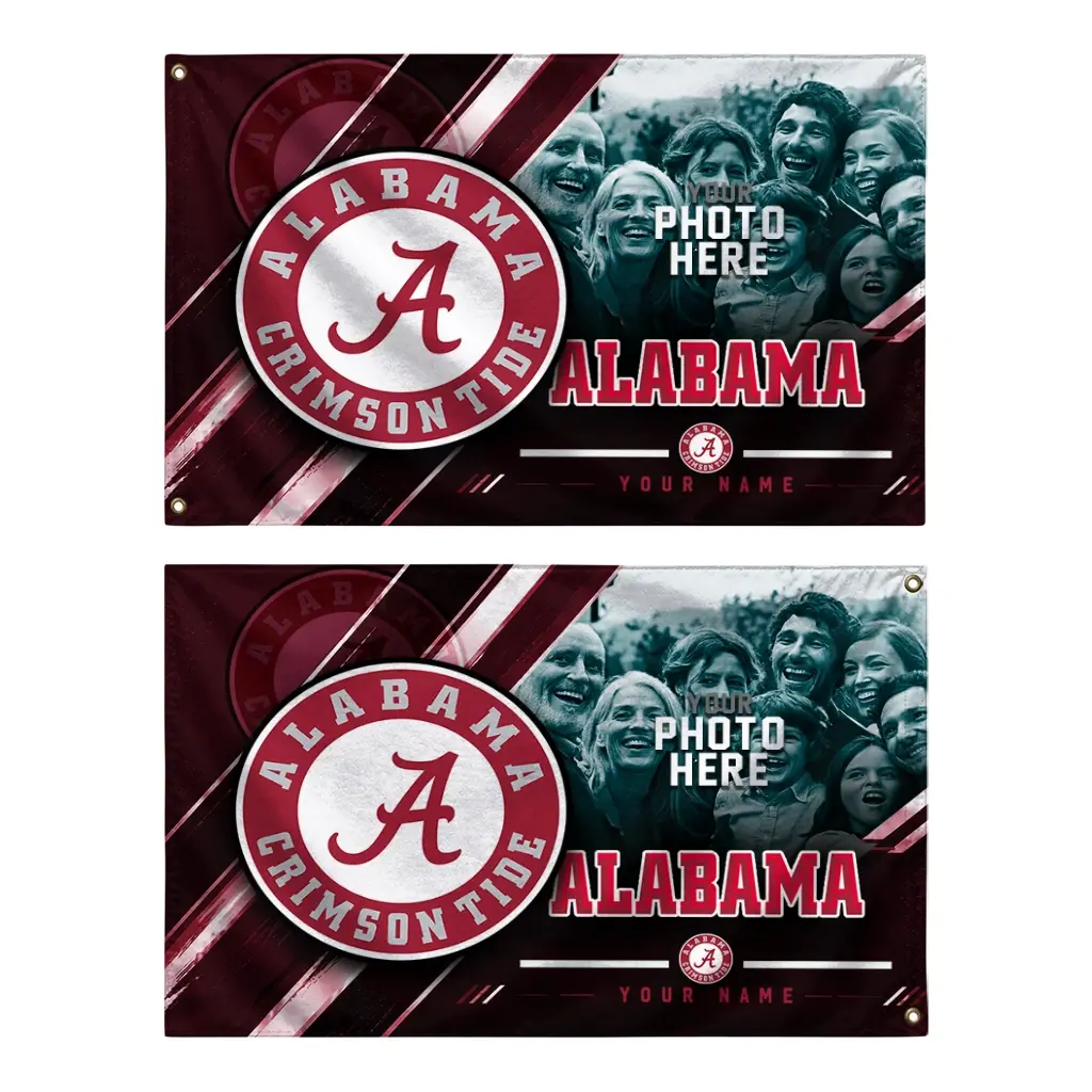 Alabama Crimson Tide House Flag Personalized Diagonal Stripes Crimson Fashion Forward Alabama Crimson Tide House Flag Personalized Diagonal Stripes Crimson Fashion Forward